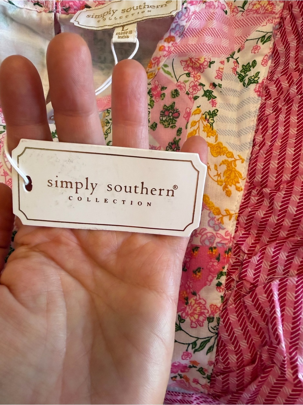 Simply Southern Pink Floral Tiered Ruffle Dress - Picture 4 of 10
